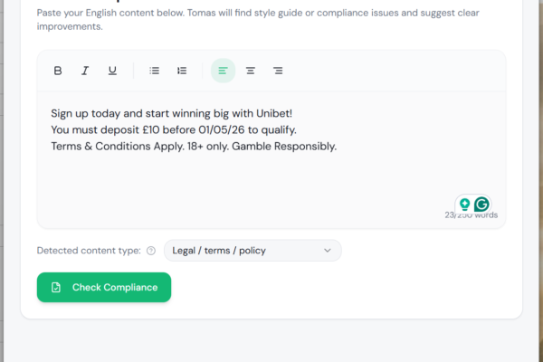 Screenshot 2026-04-13 202005 Compliance check screen